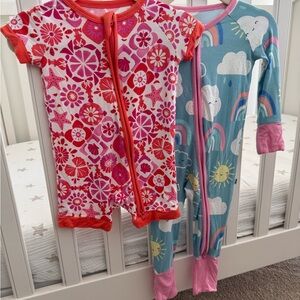 Little Sleepies Pink & Blue Flower and Rainbow PJ Bundle